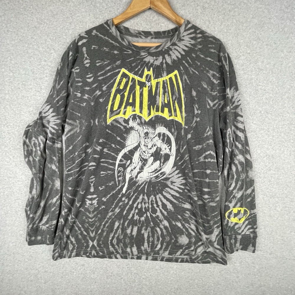 Vintage Batman Shirt Mens XL Gray Tie‎ Dye DC Comics Long Sleeve Limited Edition